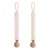 Set de 2 clips para chupón de lino - blush/cream