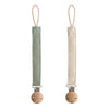 Set de 2 clips para chupón de lino - olive/shifting sand