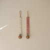 Set de 2 clips para chupón de lino - dusty rose/shifting sand