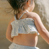 Smocked Ruffle Bikini - Blue Blossom