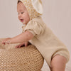 Pointelle Knit Romper - Natural