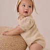 Pointelle Knit Romper - Natural