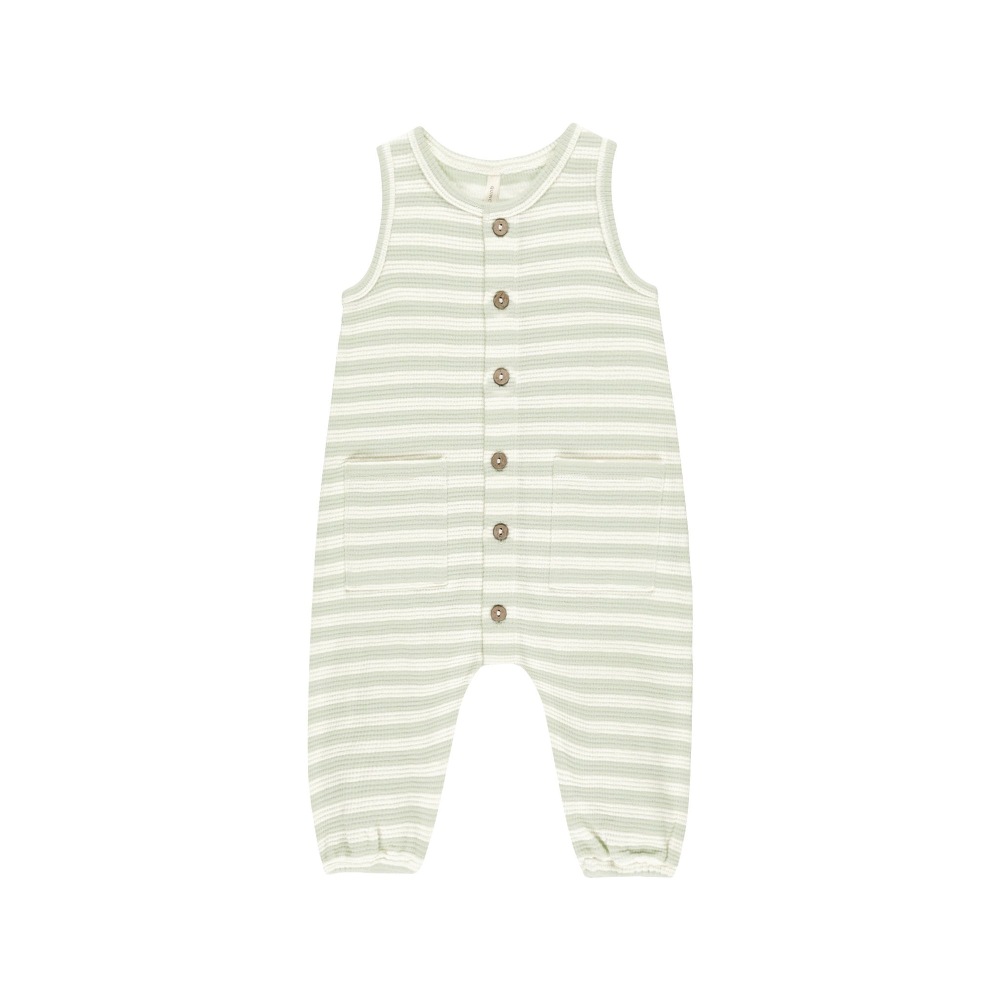 Waffle Jumpsuit - Mint Stripe