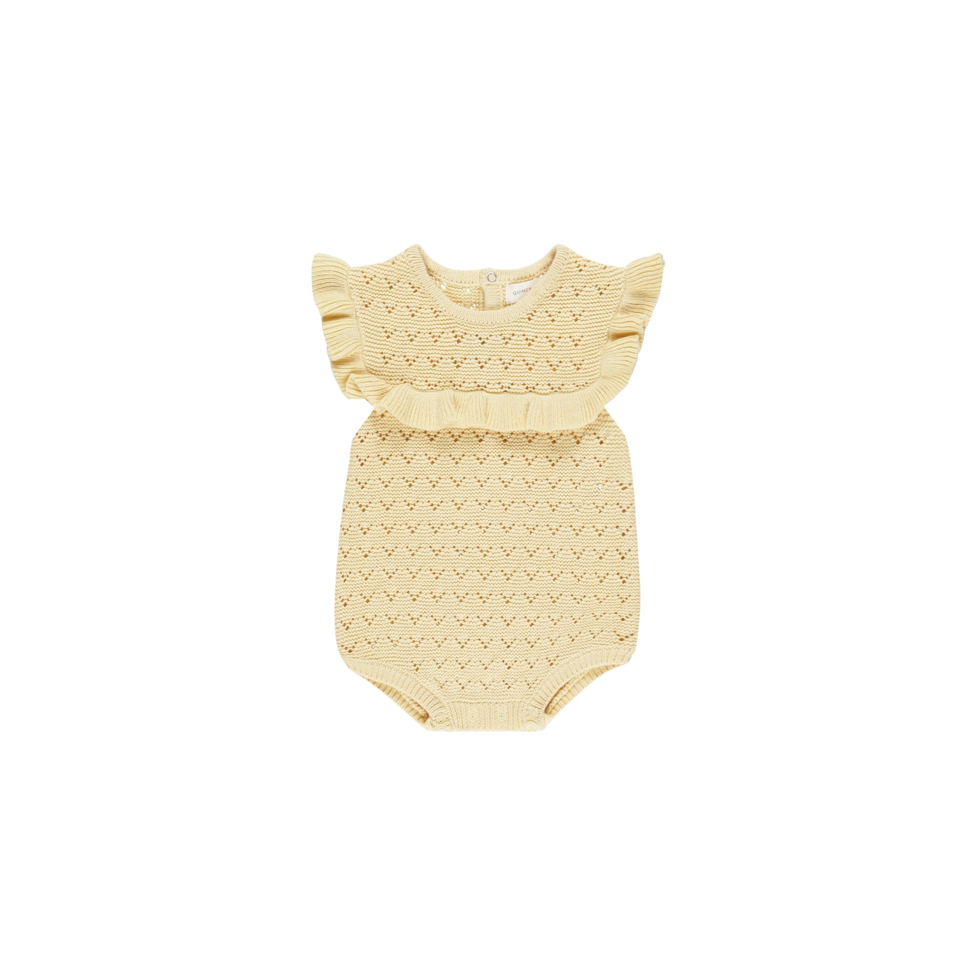 Pointelle Ruffle Romper - Yellow