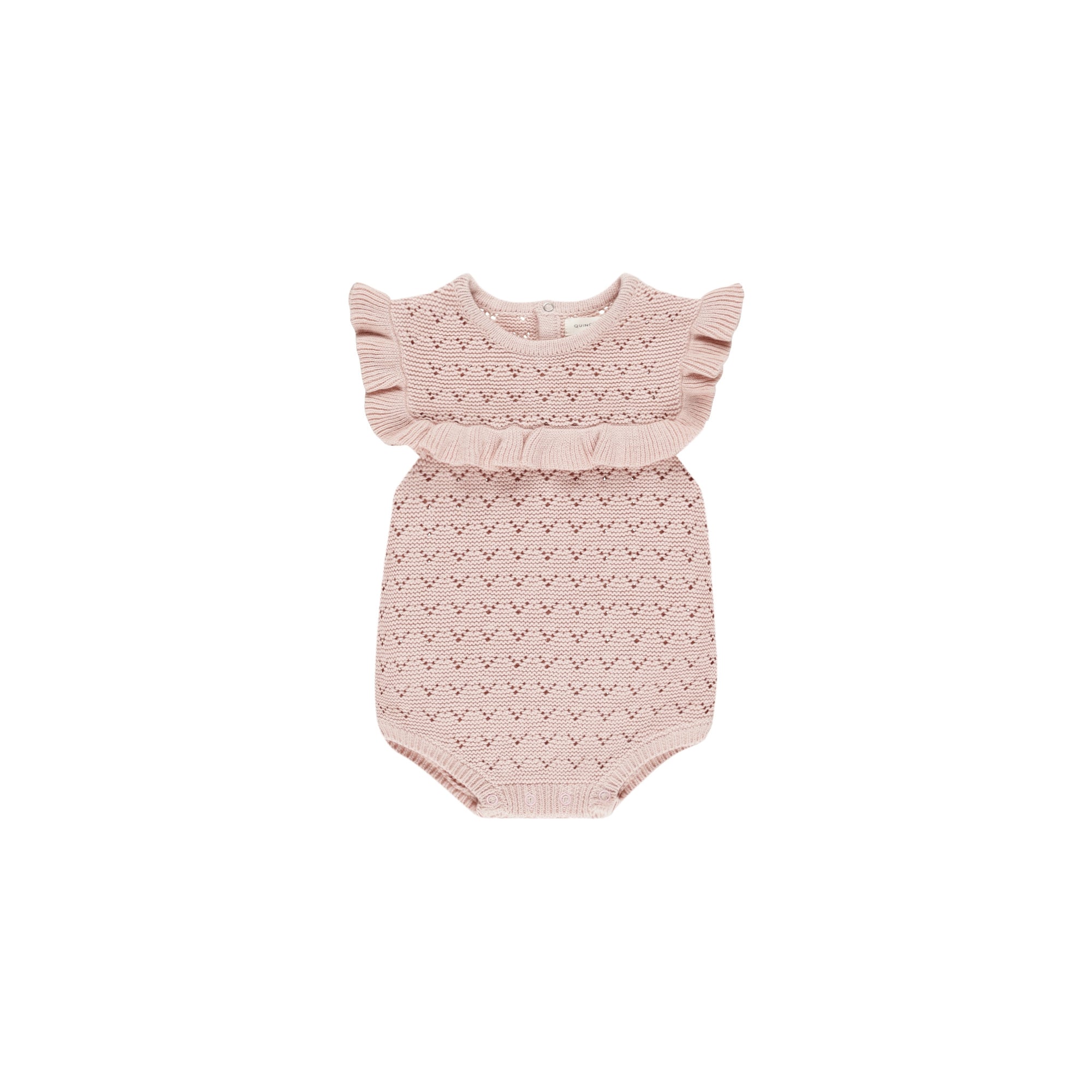 Pointelle Ruffle Romper - Bubblegum