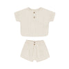 Woven Boxy Top + Short Set - Oat Check