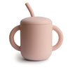 Vaso entrenador de silicona con popote - blush