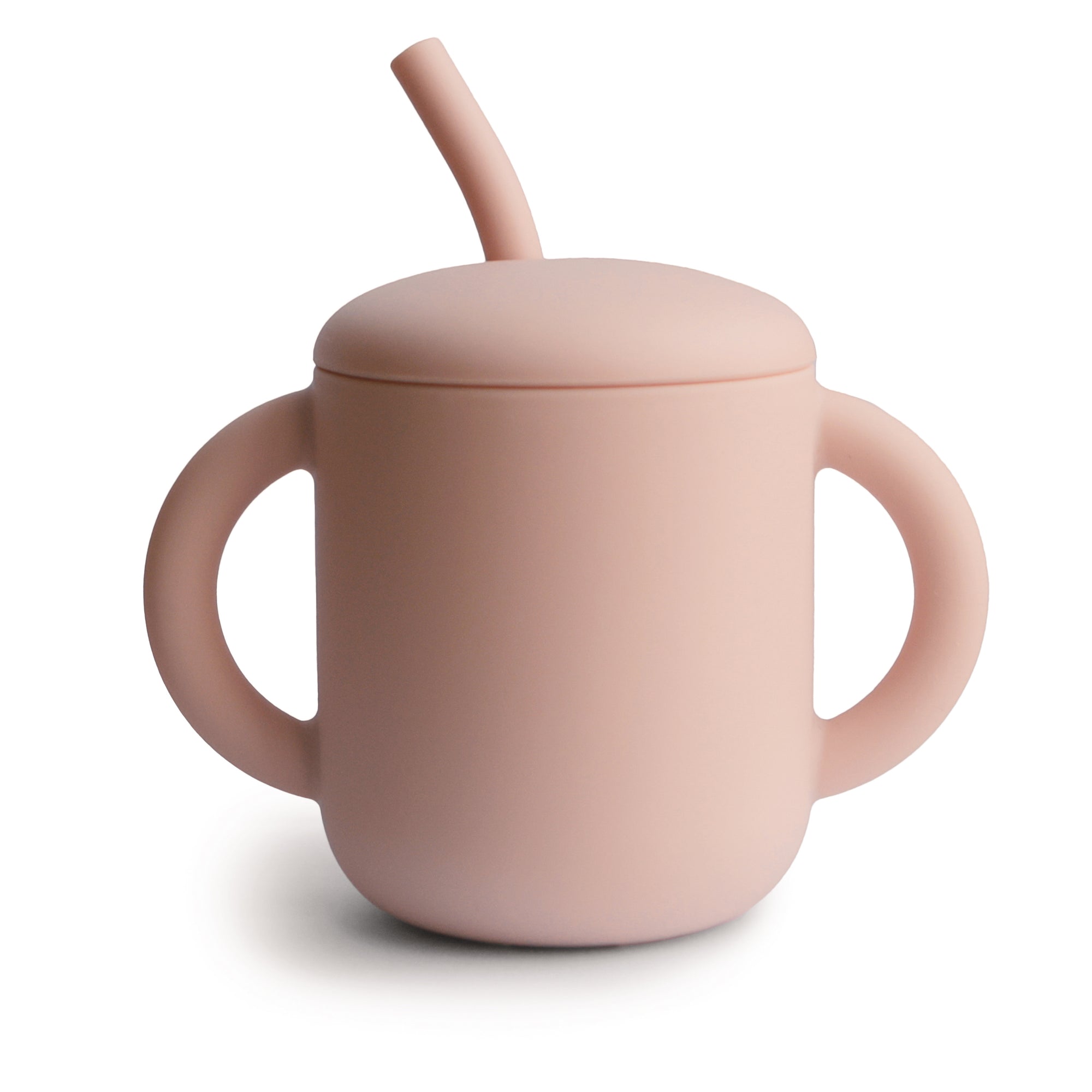 Vaso entrenador de silicona con popote - blush