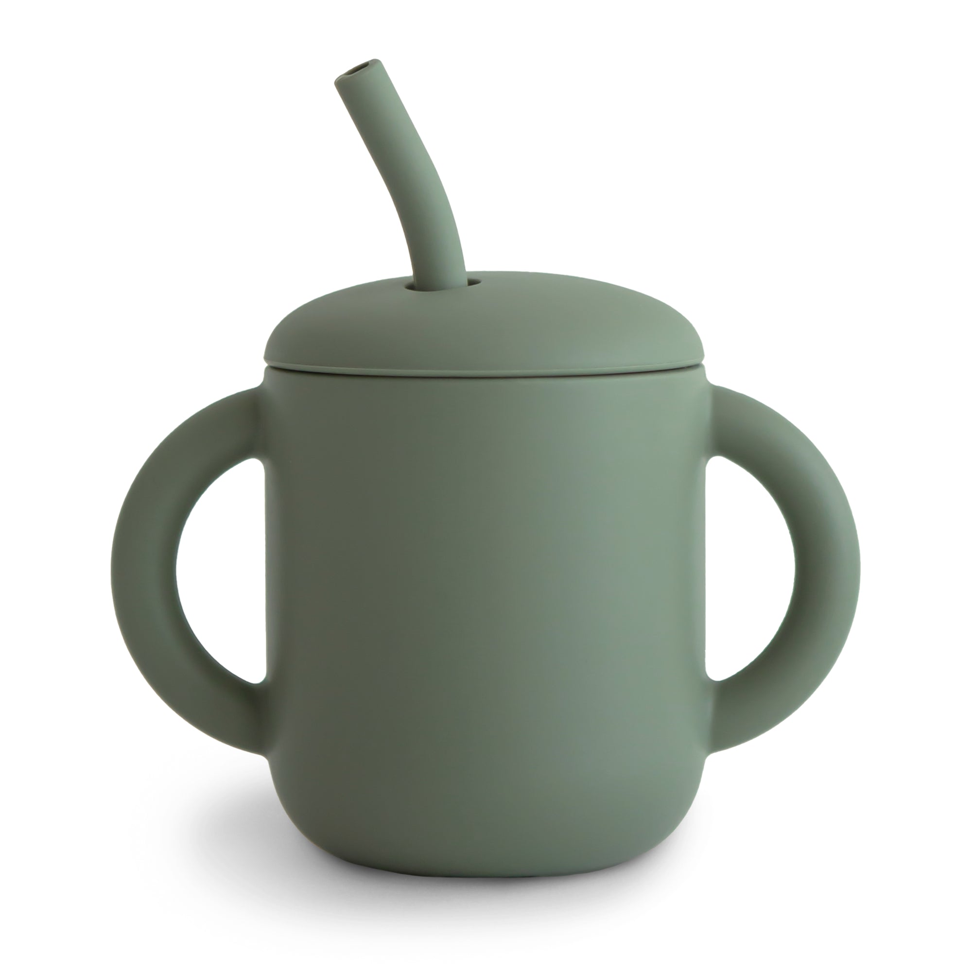 Vaso entrenador de silicona con popote - dried thyme