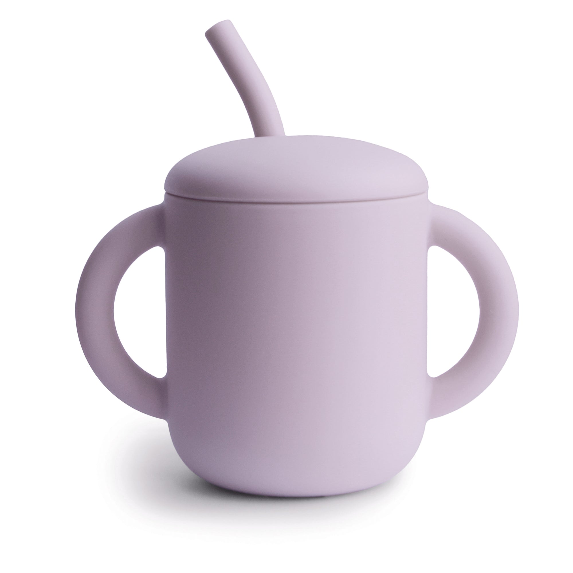 Vaso entrenador de silicona con popote - soft lilac