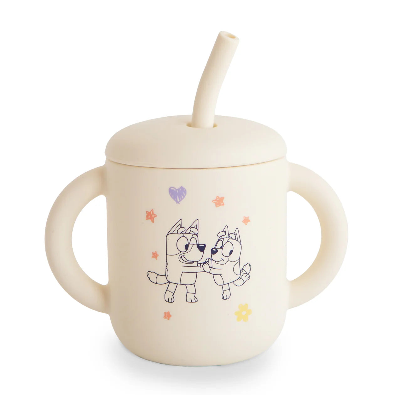 Vaso entrenador de silicona con popote - Bluey ivory