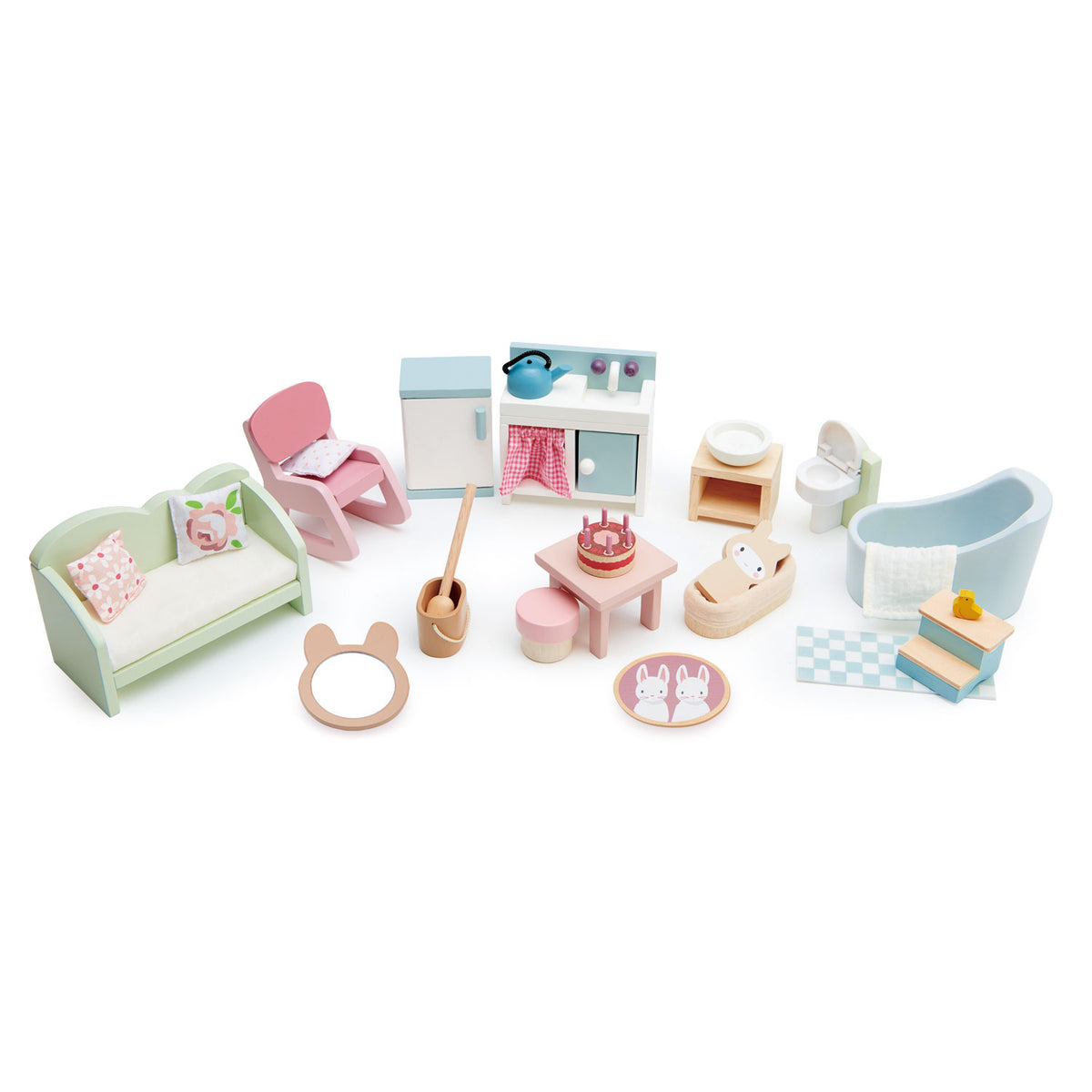 Set de muebles variados para casa de muñecas