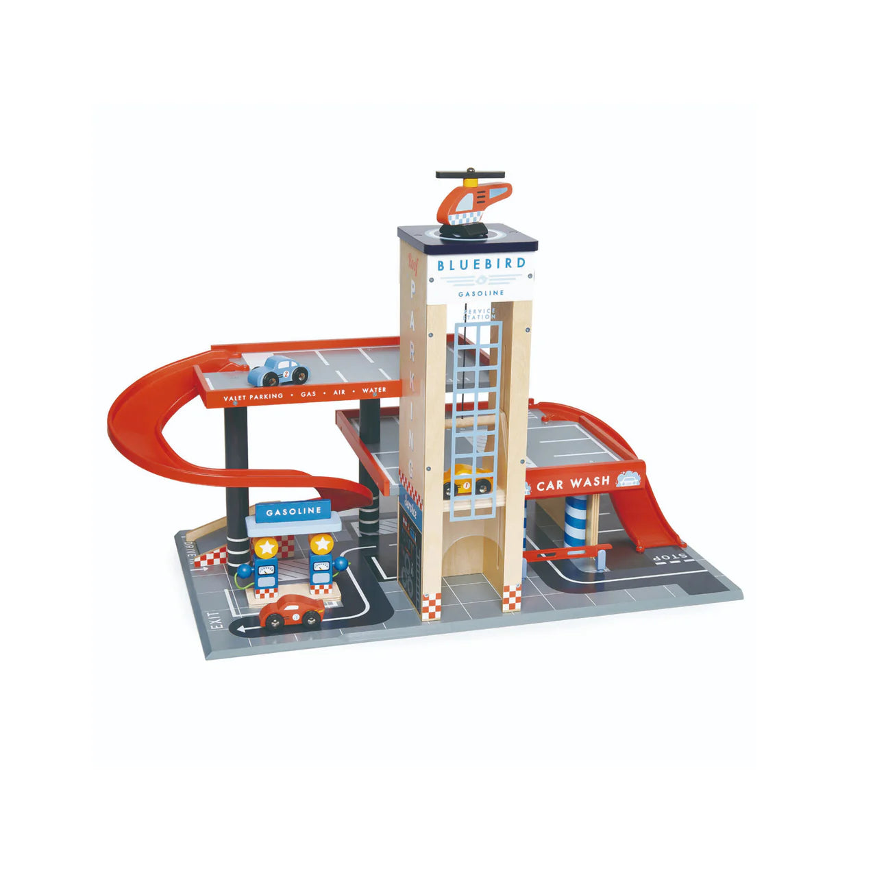 Estación de autos con helicóptero