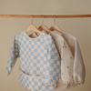 Babero de manga larga - blue check