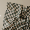 Cobija de muselina de algodón orgánico - olive check